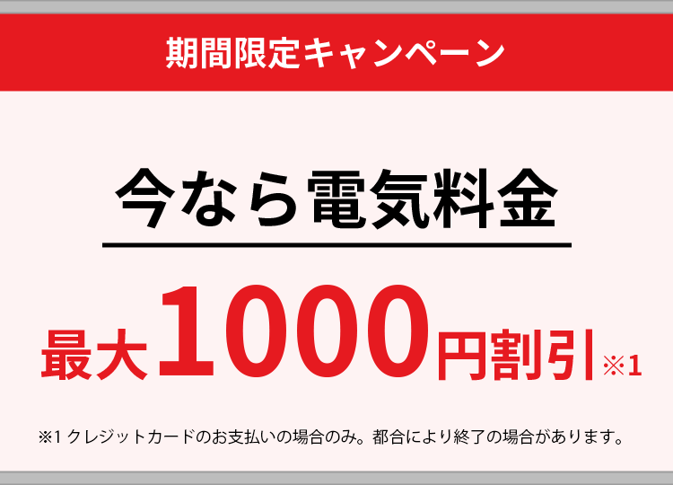期間限定キャンペーン。最大1000円割引